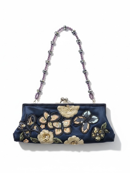 Source Unknown Handbags - Vtg blue embroidered beaded bag